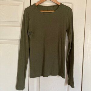 Everlane Luxe Rib Long Sleeve Crew Kalamata Green Small